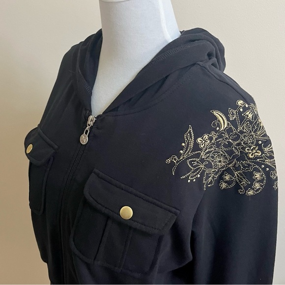 Cropped Hoodie Sweatshirt~Size XL~Black - Picture 2 of 9